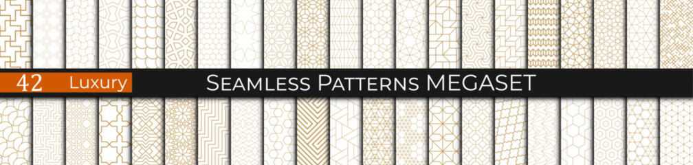 Set of Golden Luxury Patterns &ndash; Elegant Seamless Decorative Backgrounds