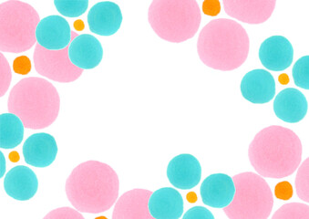 ピンクとターコイズグリーンのレトロな花柄のイラスト