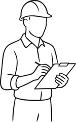 Engineer with clipboard line drawing
