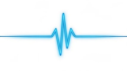 Digital Blue EKG Line on White. Modern Heartbeat Monitor Concept. Clean Medical Graphic Design.