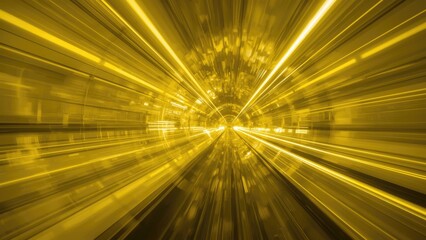 Speed motion blurred underground subway tunnel yellow color toned yellow, speed, tunnel, background, abstract, travel, technology, city, light, space