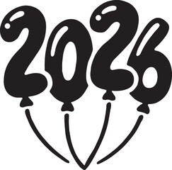 Minimal balloon animal shaped as numbers 2026, playful and festive vector design.