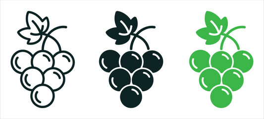Minimalist Grapes Icon Vector Symbol. Simple Design Representing Fruit, Wine, Vineyard, Harvest, Juice, and Healthy Food Products.