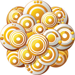 Lunar Geometric Modernism, spherical honeycomb pattern in white and gold geometric formation