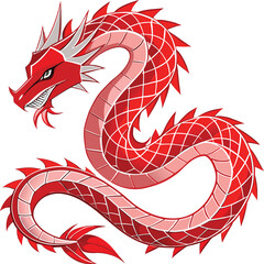 Lunar Geometric Modernism, red dragon with flowing form in modern geometric style