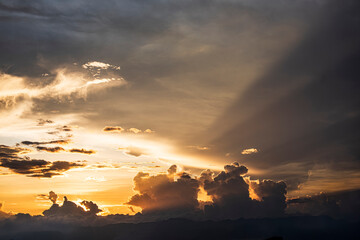 Orange clouds in the sky at sunset