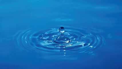 Water Drop On Clear Blue Water