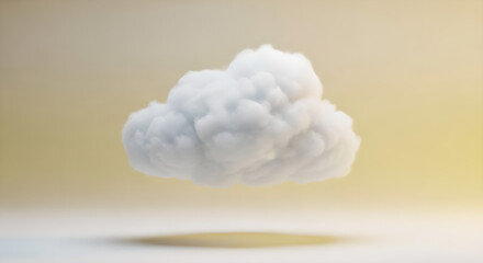 Naklejka premium White Fluffy Cloud 3D Render Minimalist Copy Space