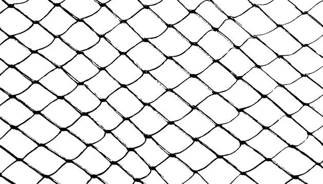 The texture of the metal mesh on a white background. Cage metal wire on pale white background. Chain link mesh fence pattern isolated on transparent background.