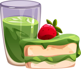 Matcha Drink and Cake