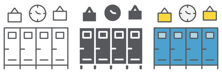 School lockers line icon, gym and changing, closet sign, vector graphics, a linear pattern on a white background.