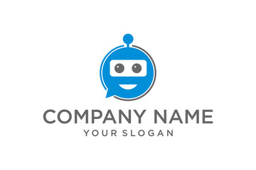 Fototapeta premium AI Chatbot Robot Logo Design in Speech Bubble