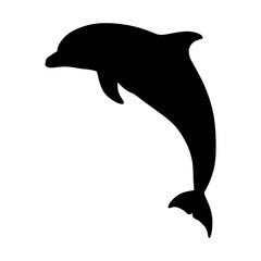Fototapeta premium Silhouette of dolphin in jumping pose on white background