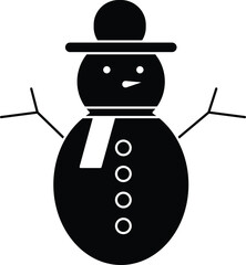 Cute snowman icon with hat and scarf symbolizing winter, Christmas fun, and holiday decoration theme with transparent background