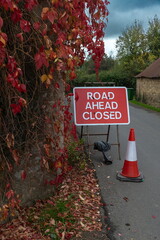 Road ahead closed sign