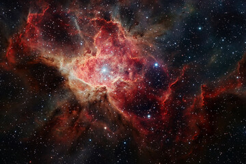 A detailed image of the Tarantula Nebula, a massive star-forming region  