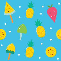 Fruity Ice Cream Seamless Vector Pattern