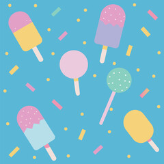 Seamless Popsicle And Ice Cream Pattern