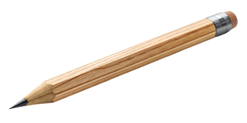 Pencil with sharpened wood texture, isolated on transparent background, cinematic lighting.