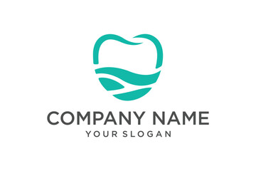 Dental Health Logo Design with Teal Tooth and Wave Icon
