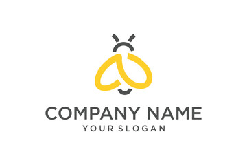 Modern Minimalist Yellow and Gray Bee Logo Design for Business Branding