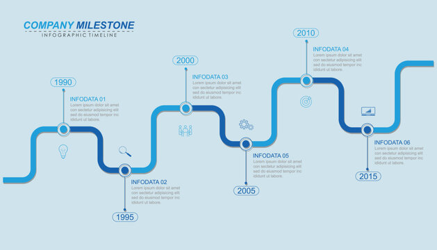 Milestone Achievement Infographic Timeline with 8, 7 Steps
