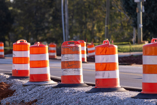 traffic cones on a road