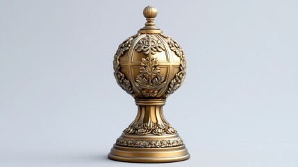 Miniature golden United Nations emblem replica standing upright