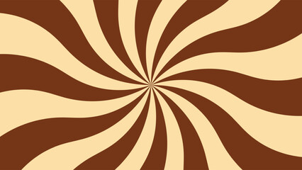Chocolate swirl pattern. Spiral milk candy texture. Brown and beige twist lollipop with cream.