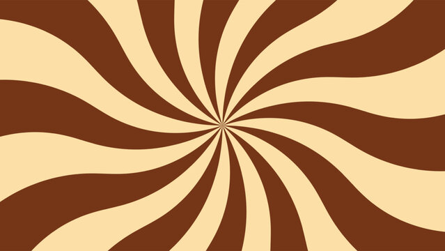 Chocolate swirl pattern. Spiral milk candy texture. Brown and beige twist lollipop with cream.