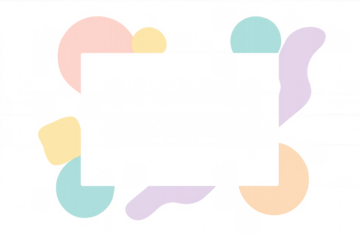 Abstract pastel shapes creating empty frame on transparent background