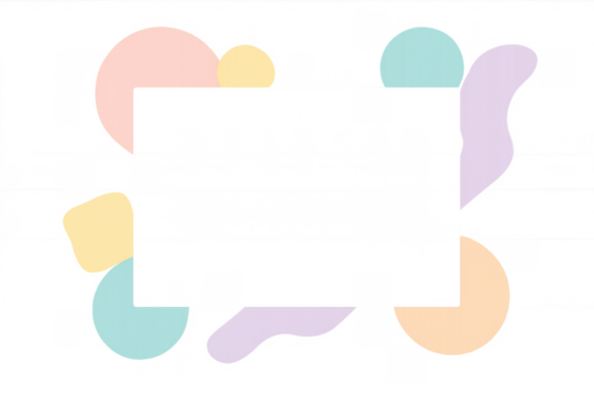 Abstract pastel shapes creating empty frame on transparent background