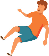 Scared young man slipping, losing balance and falling down on floor, accident and injury concept
