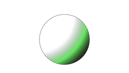 A simple graphic of a sphere with a gradient from white to green on a white background plain design