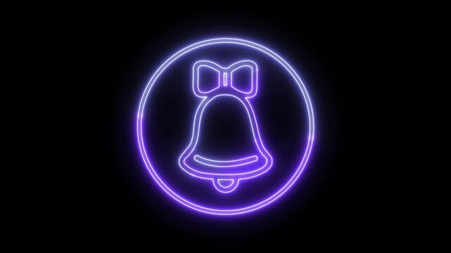Christmas Bell Animation, Bell Neon Animation, Neon Animation on Black Background 4K