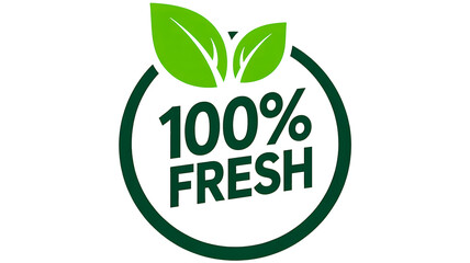 Green 100 percent fresh organic product label
