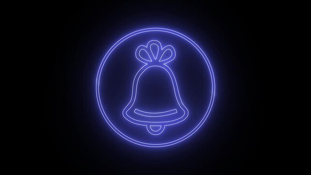 Christmas Bell Animation, Bell Neon Animation, Neon Animation on Black Background 4K