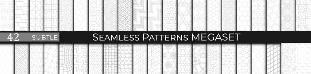 Set of Subtle Grey Geometric Patterns &ndash; Minimal Seamless Abstract Backgrounds