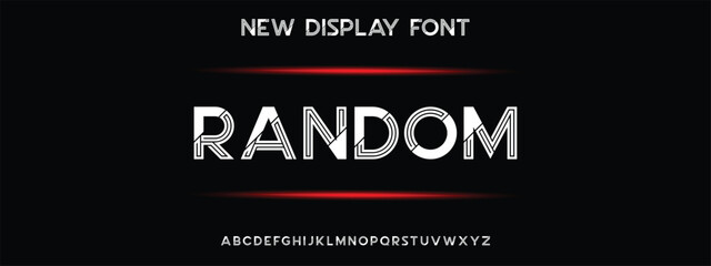 Creative Outline Double line monogram alphabet and tech fonts. Lines font regular uppercase and lowercase. Vector illustration.