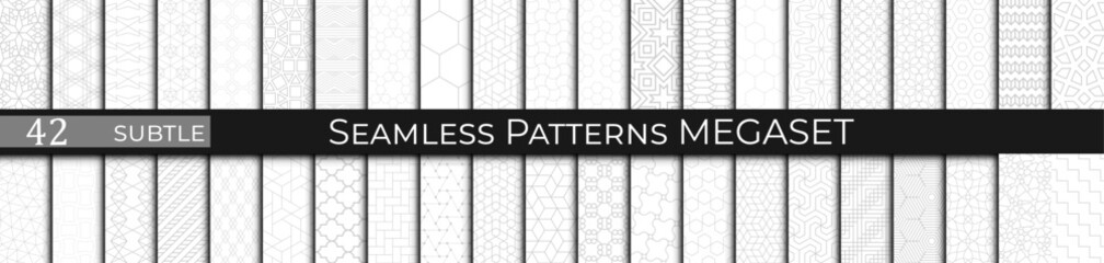 Set of Subtle Grey Geometric Patterns &ndash; Minimal Seamless Abstract Backgrounds
