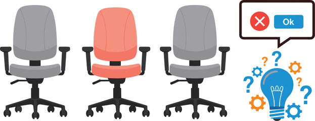 Job Interview Recruitment Process with Vacant Office Chairs in a Corporate Setting Emphasizing Career Opportunities and Business Development with a Modern, Minimalist Design, Ideal for Human Resources