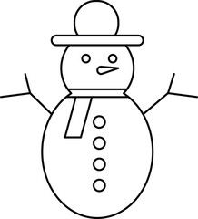 Cute snowman icon with hat and scarf symbolizing winter, Christmas fun, and holiday decoration theme with transparent background