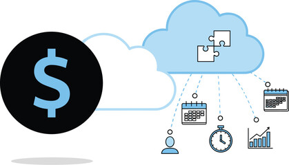 Cloud Computing Financial Management: Digital Transformation Streamlining Finances, Planning, Scheduling, and Collaboration for Business Growth, Innovation, and Efficiency. A Modern, Professional Illu