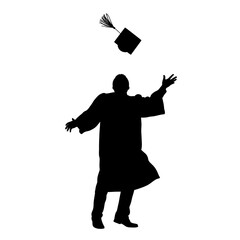 Silhouette of a graduate celebrating with cap toss in joyful expression