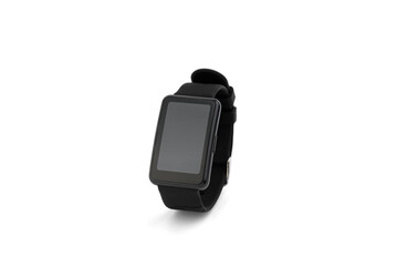 Black smartwatch isolated on white background.
