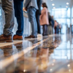 Obraz premium Waiting inline at the bank