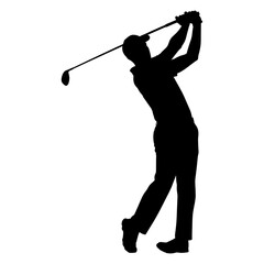 Silhouette of male golfer in swing pose