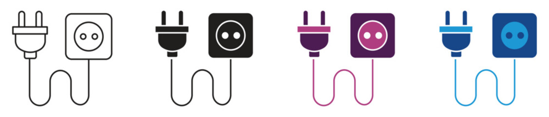 Electric extension cord icon set , vector illustration.