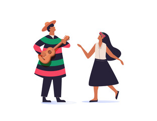 Mexican people on white background. Mexican traditional culture icon cartoon. Cinco de mayo banner. Traditional people