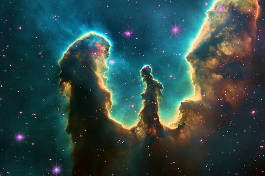 A deep space capture of the Eagle Nebula Pillars of Creation - Powered by Adobe